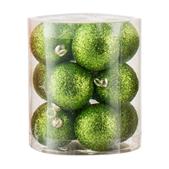 Mini Glitter Christmas Ball Ornaments, 12 Pack 0.78 Inch Shatterproof Tree Baubles, Green
