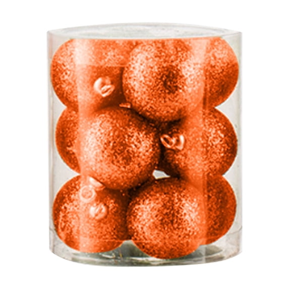 Mini Glitter Christmas Ball Ornaments, 12 Pack 0.78 Inch Shatterproof Tree Baubles, Orange