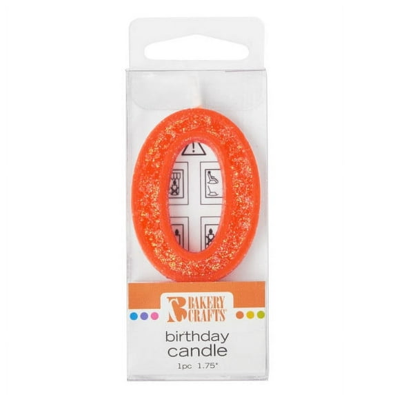 Mini Glitter Numeral Candle 1.75" Orange - 0