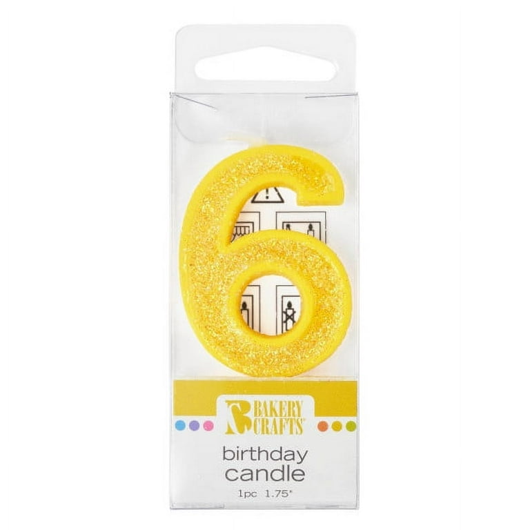 Mini Glitter Numeral Candle 1.75 Yellow - 6