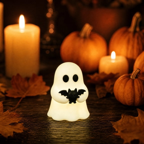Mini Glow in the Dark Ghost Figurine, Cute Halloween Decorations for Desk Shelf Terrarium, Small PVC Spooky Ornament Micro Landscape Accessories Party Favors Gifts