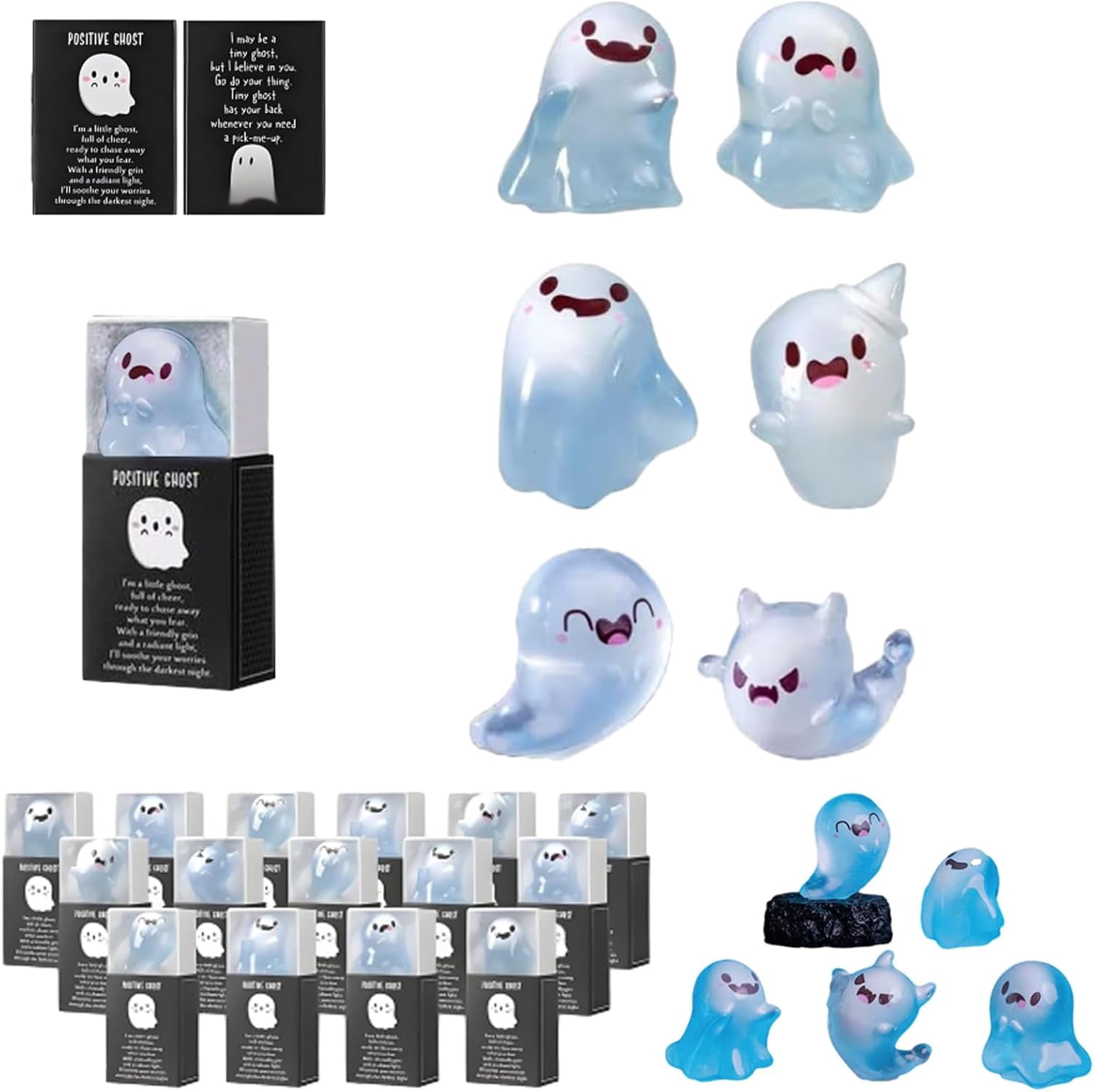 Mini Glow in The Dark Resin Ghosts, Mini Ghost Figures with Box Glow in ...