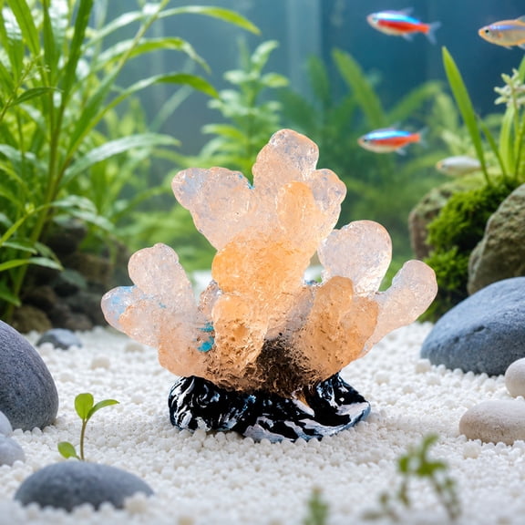 Mini Glow-in-the-Dark Resin Coral Ornament, Simulated Transparent Coral Decor for Aquarium Fish Tank Micro Landscape DIY Accessories