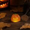 Mini Glowing Jack O Lantern Tabletop Figurine, Multi Expression Spooky Tiered Tray Embellishment, Long Lasting Soft Luminescent Decor For Shelf Counter Halloween Party Favor Gifting