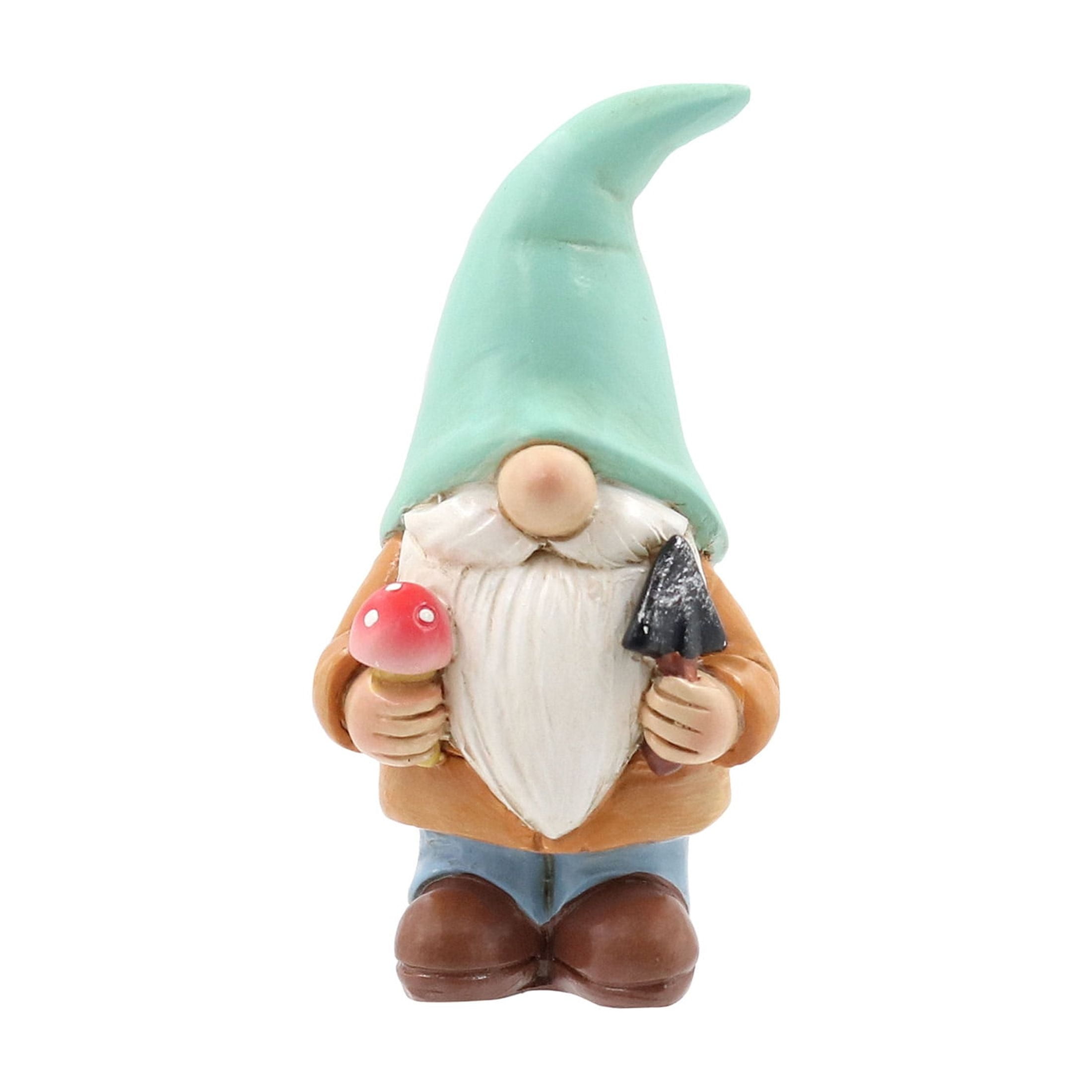 Mini Multicolor Polyresin Gnome with Garden Tools