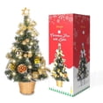 thumbnail image 1 of Mini Gold Christmas Tree, 18 Inches Artificial Tabletop Christmas Tree 15 LED Lights, Table Small Xmas Tree with Christmas Ball Ornaments for Table Top Christmas Tree Decorations, 1 of 5