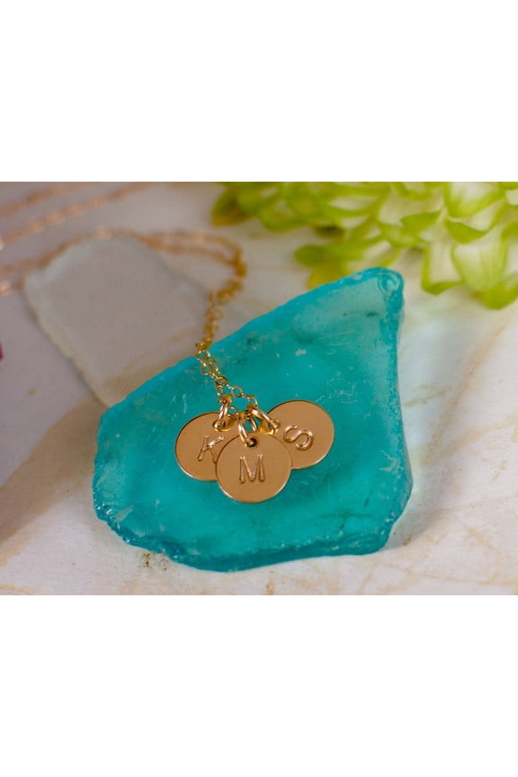 Mini Gold Filled Three Initial Necklace (3/8")