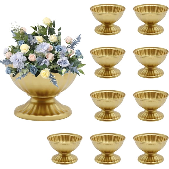 Mini Gold Flower Arrangement Pots 10 Pcs for Centerpiece, 2.6in Wedding Table Vase Urn Planter Decor, Trumpet Plant Pot for Home Table Ceremony