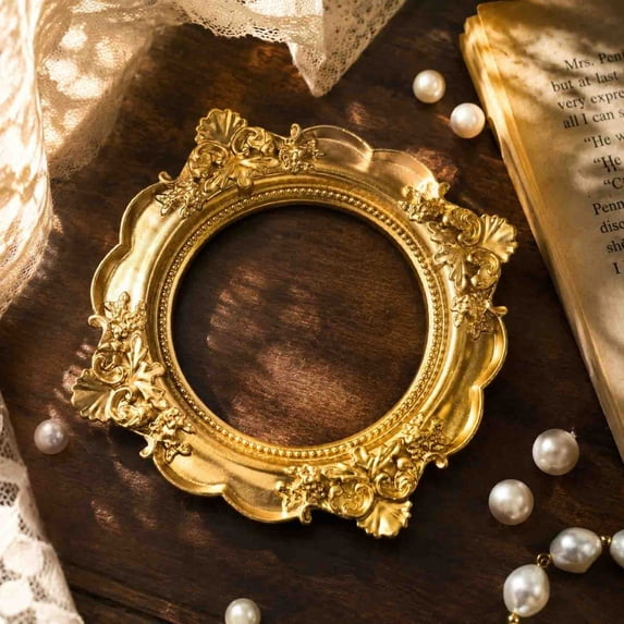 Mini Gold Frames,Resin Small Picture Frames Vintage Oval Rectangle Wall Hanging Display Table Frame for Jewelry Holiday Party Hotel Decor