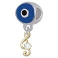 thumbnail image 1 of Mini Gold Tone Clef with Crystal - Blue Evil Eye Charm Bead, 1 of 1
