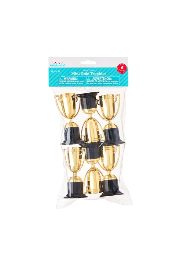 6 Count, Gold Mini Trophies, Party Favors, by Way To Celebrate