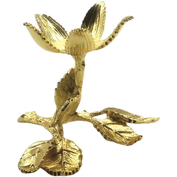Mini Golden Rose Metal Display Stand, Zinc Alloy Crystal Sphere Holder with Intricate Petals, Realistic Leaves, Stable Tripod Support Base, Stand for Desktop Decoration, Photography Props, Gifts