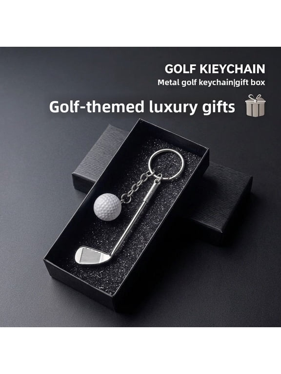 Mini Golf Club Keychain Metal Golf Ball Pendant Key Ring, Sports Bag Charm Gift for Golf Lovers Golfer Men Women Birthday Christmas Gift Box Packed