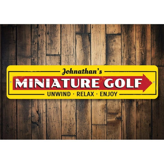 Mini Golf Novelty Decor, Metal Wall Sign - 4x18 Inches