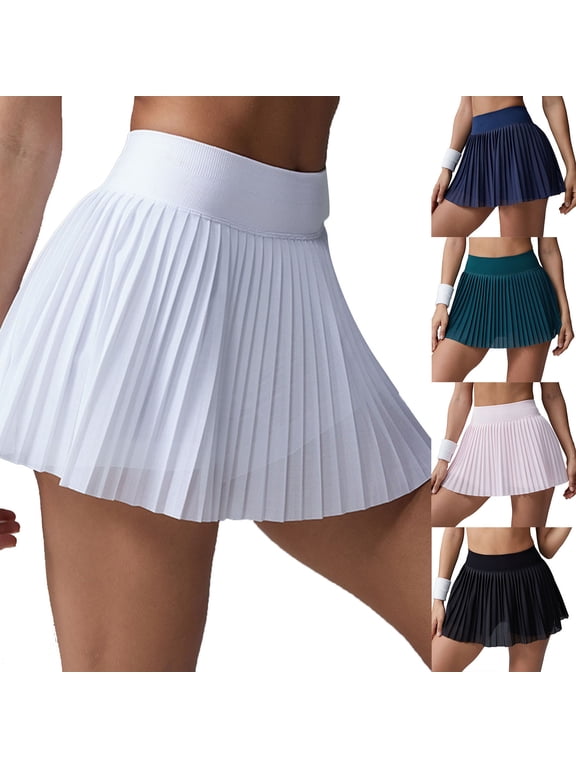 Mini Golf Skirt for Women Pleated Flowy Mesh Skort Skirts with Built in Brief Summer Breathable Sport Skorts Black S