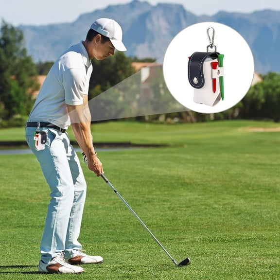 Mini Golf Waist Pouch,Portable Leather Clip On Belt Bag,Golf Ball Tee Storage,Buckle Closure Waist Pack,Lightweight Golf Gift for Men and Women Holiday Gifts