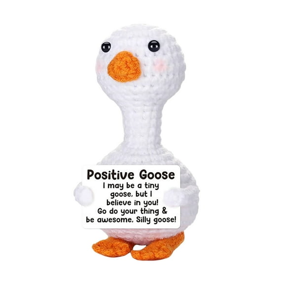 Mini Goose Toy Handmade Crochet Animal for Graduation Birthday Friendship Present Positive Message Desk