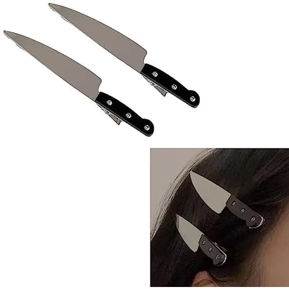 Mini Goth Hair Accessories - Hair Clips, Costume Barrettes, Punk Hair Pins for Women and Girls, 2 count