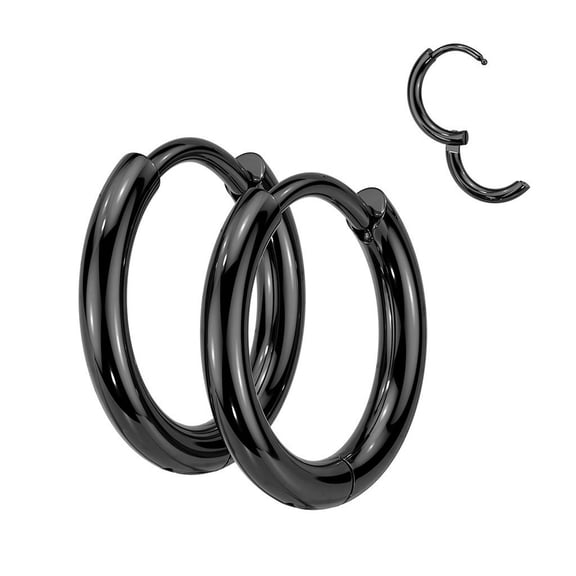 Mini Gothic Black Hoop Earrings Hypoallergenic 316L Stainless Steel 25mm Unisex Fantasy Forge Jewelry