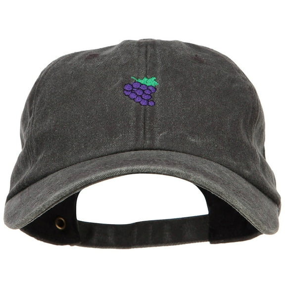 Mini Grapes Embroidered Unstructured Washed Cap - Black OSFM