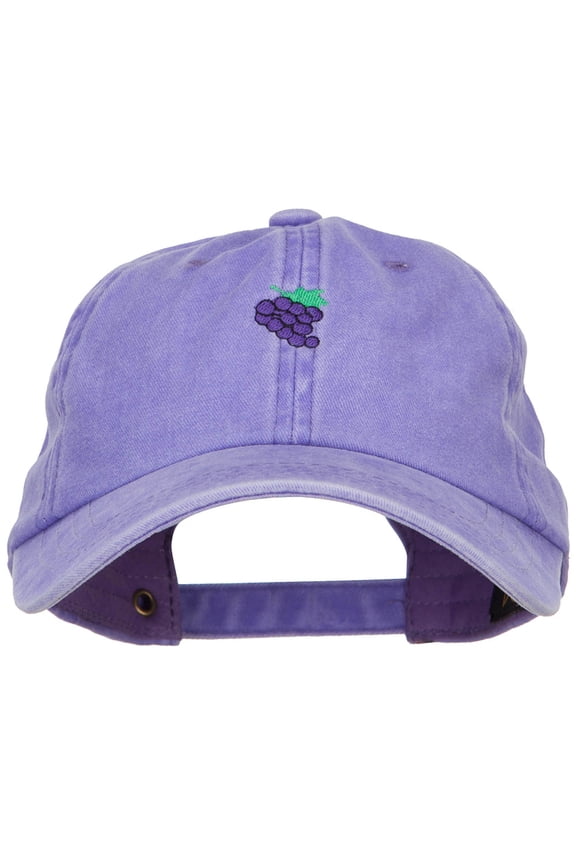 Mini Grapes Embroidered Unstructured Washed Cap - Purple OSFM