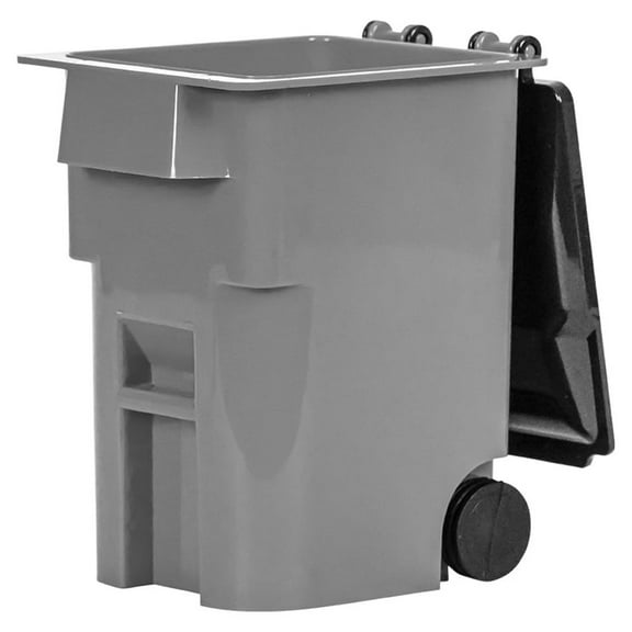 Mini Gray Trash Can With Lid & Wheels for WWE & AEW Wrestling Figures