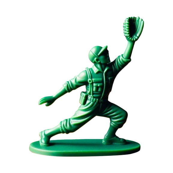 Mini Green Baseball Player Figurine Set Classic Baseball Soldier Mini Statue Desktop Decor Pretend Play Toy For Party Diorama Cake Decoration(Pose D-3.5cm)