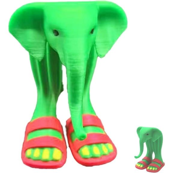 Mini Green Elephant Figurine with Red Sandals – Cute Collectible Toy