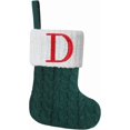 thumbnail image 1 of Mini Green Knit Stocking,8.5 Inches Initial Monogram EmbroideGreen Christmas Stocking,Family Fireplace Hanging Ornament Xmas Holiday Decor Gift-Letter A~Z, 1 of 6