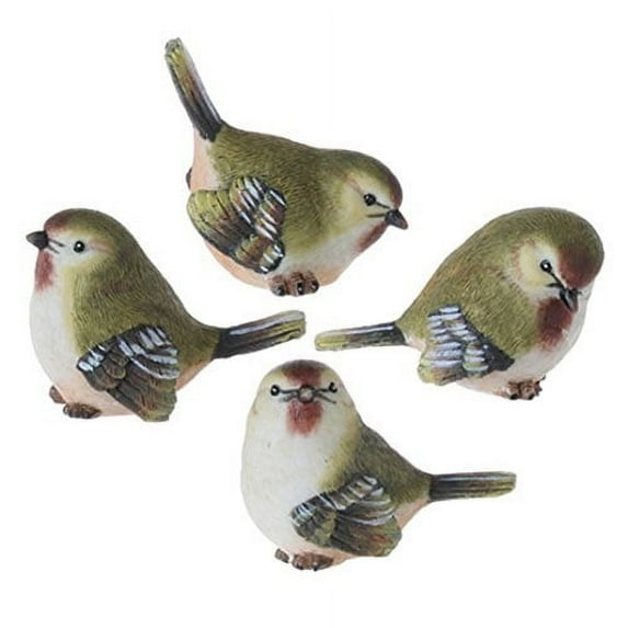 Mini Green Song Bird Figurines Set of 4, 2 Inches