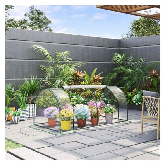 Mini Greenhouse - 6.6ft Portable Plant Greenhouse with PVC Cover, Steel Frame, Roll-Up Door - Outdoor Garden Greenhouse for Flowers, Herbs & Seedlings