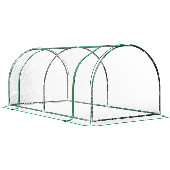 Mini Greenhouse 7x3x2.5ft Portable Cold Frame with 4 Zippered Doors, Clear PVC Cover, Steel Frame for Outdoor Plant Protection