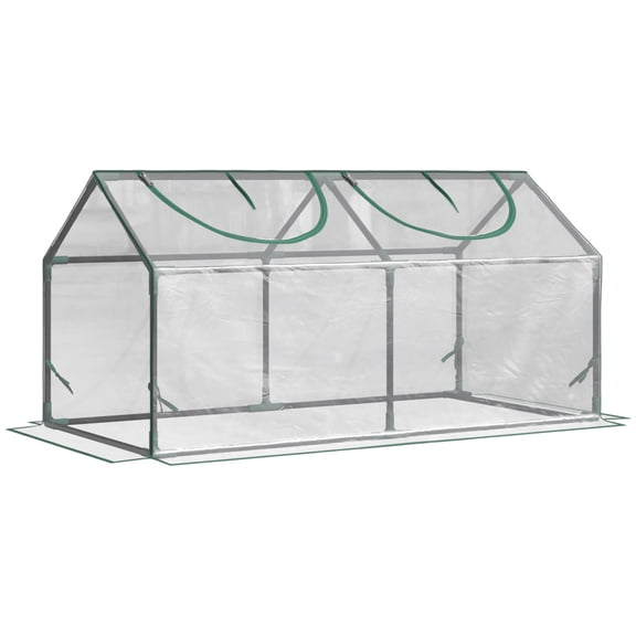 Mini Greenhouse, Clear PVC and Steel Frame Cold Frame for Garden and Balcony, UV-Resistant Waterproof Cover with Roll-up Windows for Vegetables and Plants, 46.8 x 24 x 24 Inches