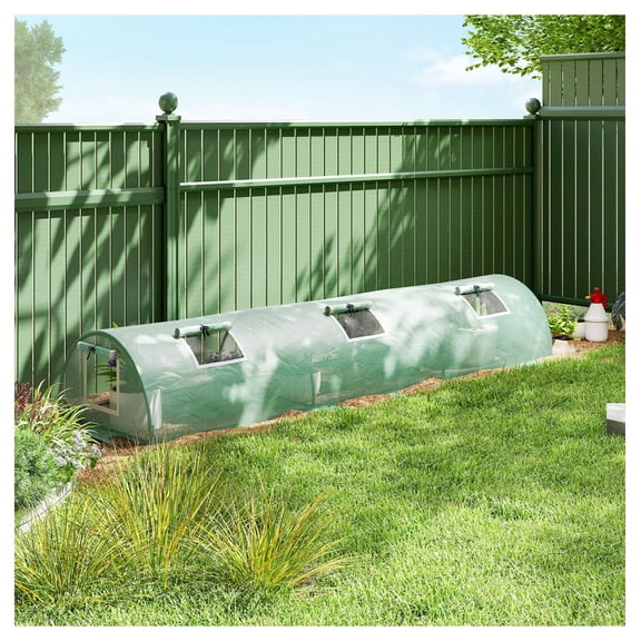 Mini Greenhouse Portable Plant Hot House, 10' x 3' x 2', Steel Frame, 5 Mesh Windows, Green