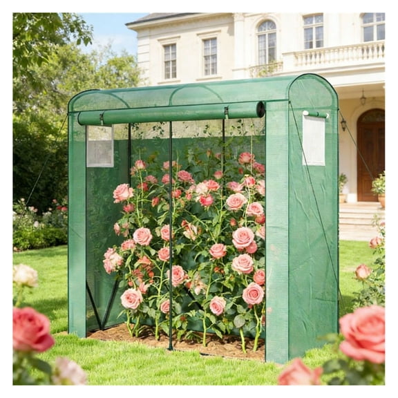 Mini Greenhouse Portable Plant Rack - 78.7"W Steel Frame with PE Cover, UV Protection & Roll-Up Door - Outdoor Indoor Plant Growing Shelves