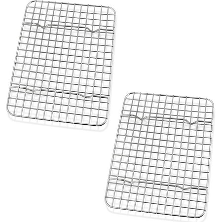 Mini Grid Baking Racks Pack of 2, Stainless Steel Cooking Rack for Roasting Drying Grilling, 8.75'' x 6.25'' x 0.75'', Oven & Dishwasher Safe, Heavy Duty & Non Toxic