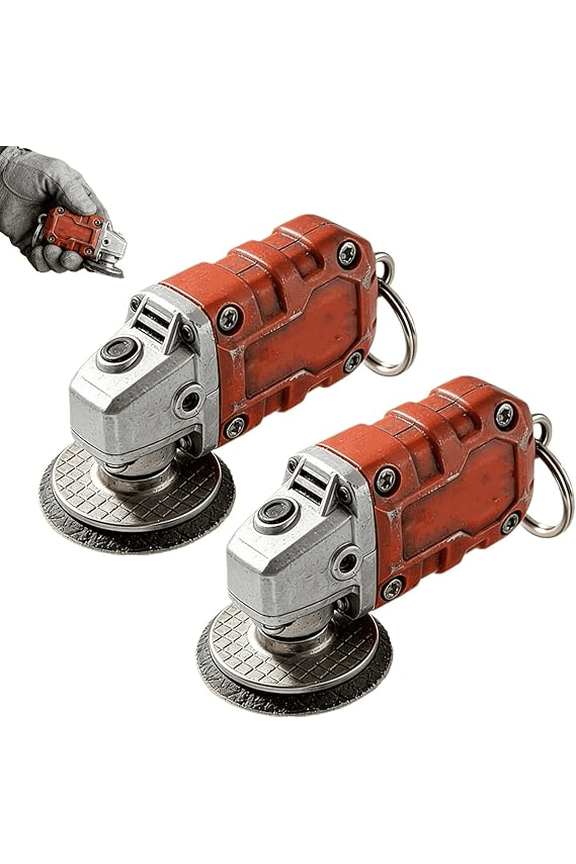 Mini Grinder Keychain, 2-in-1 grinder keychain, Realistic Grinding Tool Keychains Pendant Keyring for Tool Lovers