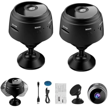 Mini Guard Cam, Miniguad Camera 2025 Magnetic Mini Security Camera, 1080p HD Secret Scope Hidden Camera with Audio Indoor/Outdoor Wireless (2pcs)