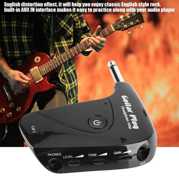 Mini Guitar Amp Portable Mini Guitar Amp with Distortion Effect Classic British Practice Black 3AAA Battery