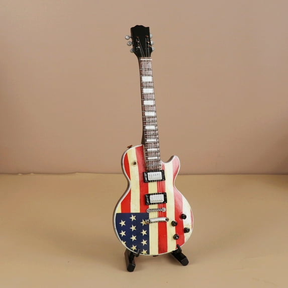 Mini Guitar Miniature Model Electric Bass Electric Guitar Model Miniature Wooden Mini Musical Instrument Model Collection (Style 28,18cm)