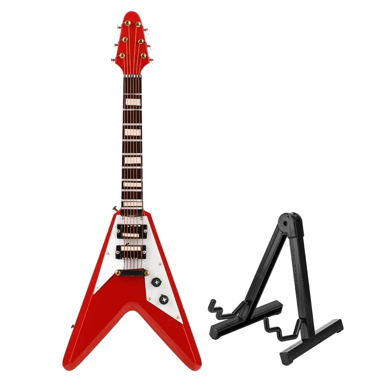 Mini Guitar Model, Miniature Electric Guitar Red With Stand For Music Lover  For Home