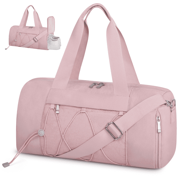 CshidWorld Small Gym Bag for Women, Duffle Bag for Travel with Shoes Compartment, Lightweight Carry on Weekender Duffel Bag, Water Resistant, Pink