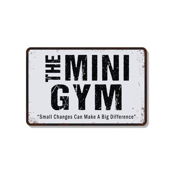 Mini Gym Vintage Distressed Style (2 Pack) 7 Inch x 10 Inch Novelty Aluminum Metal Sign Jump Stretch Play Strong Perfect for Playrooms Basements Home Gyms Fun Gift for Kids Families