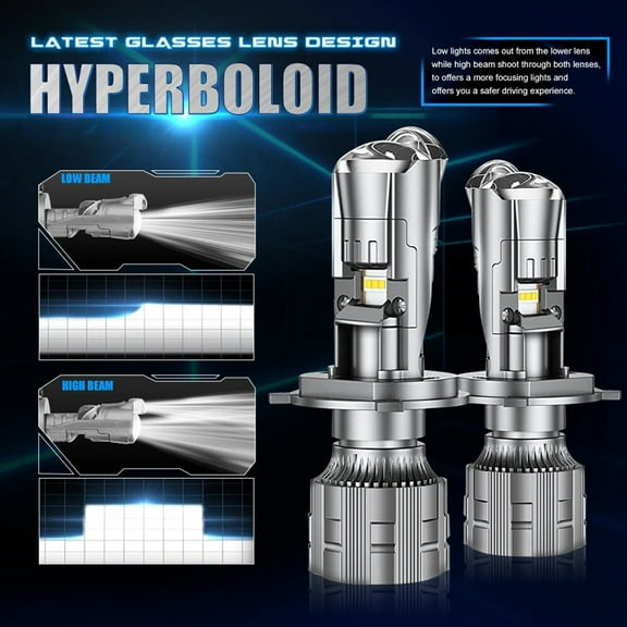 Mini H4 9003 Laser Bi LED Projector Lens Hyperboloid Matrix Headlight 50000LM Retrofit