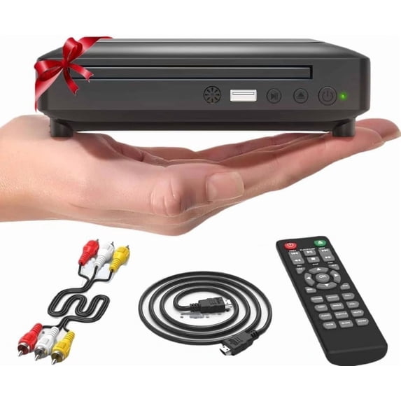 Mini HD DVD Player, CD Players for Home, DVD Players for TV, HDMI and RCA Cable Included, Up-Convert to HD 1080p, All Region, Breakpoint Memory, Built-in PAL/NTSC, USB 2.0