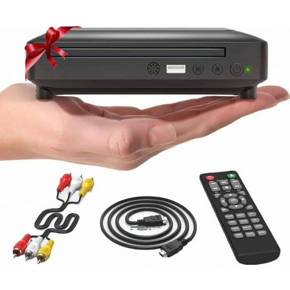 Mini HD DVD Player, CD Players for Home, DVD Players for TV, HDMI and RCA Cable Included, Up-Convert to HD 1080p, All Region, Breakpoint Memory, Built-in PAL/NTSC, USB 2.0
