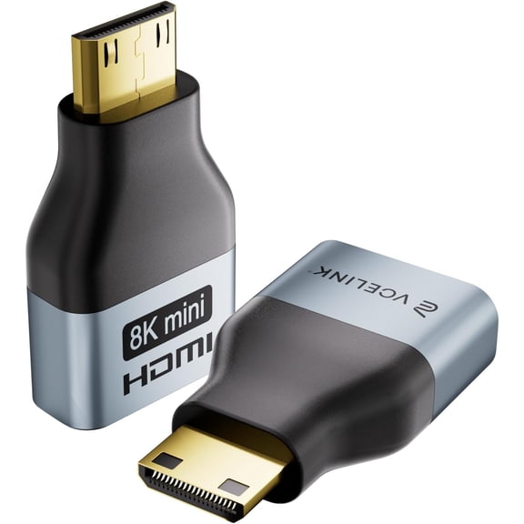 Mini HDMI to HDMI Adapter, 8K@60Hz/4K@120Hz UHD Converter with Gold-Plated Connectors and Alloy Housing 48Gbps HDMI 2.1 for Camera, Tablet, Laptop to TV, Monitor, Projector