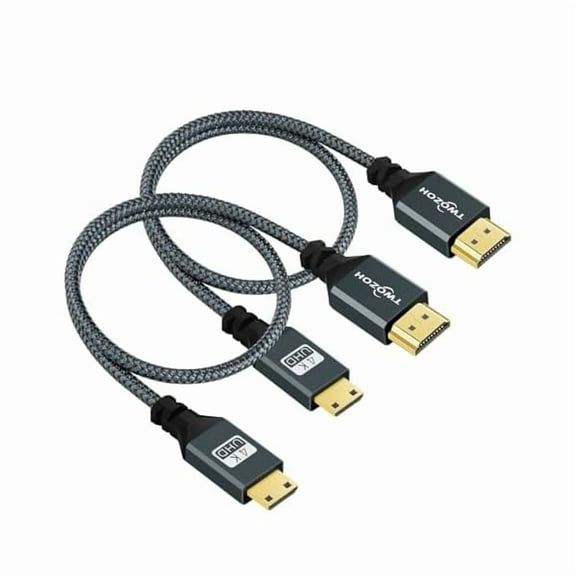 Mini HDMI to HDMI Cable 3.3FT 2 Pack, Nylon Braided HDMI to Mini HDMI Support 3D/4K@60Hz 18Gbps/2160P/1080P for Nikon/Canon DSLR, Camcorder, Laptop, Tablet and Graphics/Video Card