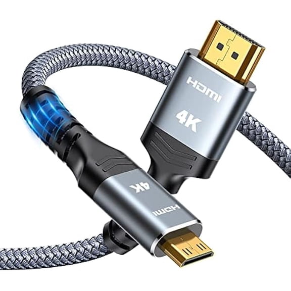 Mini HDMI to HDMI Cable 3.3FT, (4K 60Hz) High Speed HDMI to Mini HDMI Male Bi-Directional 2.0 Cord, for HDTV, Tablet, Camera and Camcorder [Aluminum Shell, Nylon Braided]