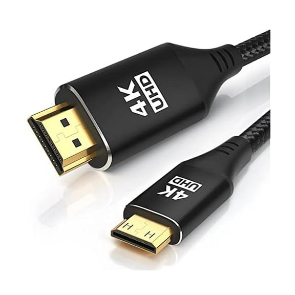 Mini HDMI to HDMI Cable 30FT, [Aluminum Shell, Braided] High Speed 4K 60Hz HDMI 2.0 Cord, Compatible with Camera, Camcorder, Tablet and Graphics/Video Card, Laptop, Raspberry Pi Zero W